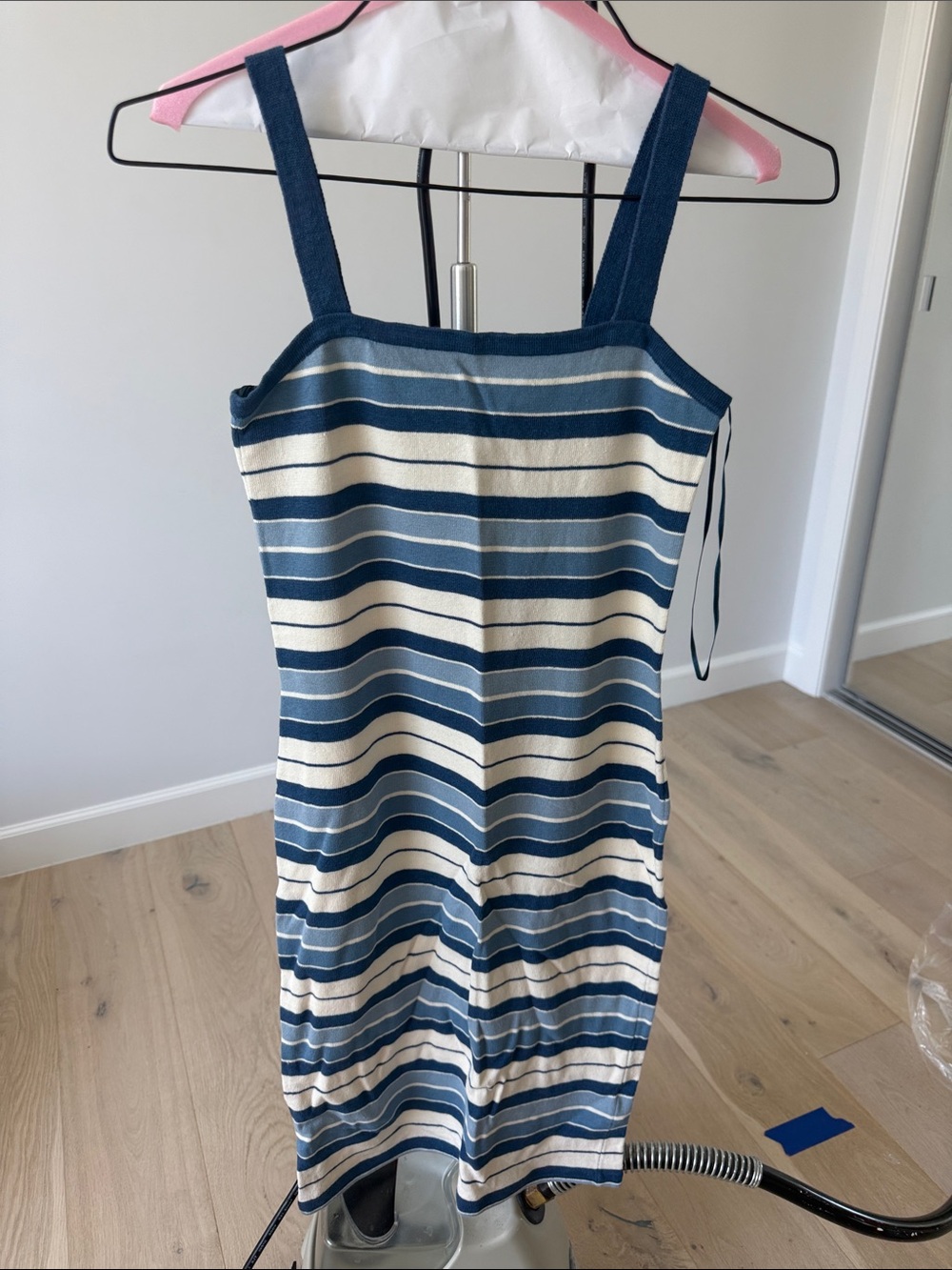 Lauren Ralph Lauren Blue and Cream Striped Kids One-Piece